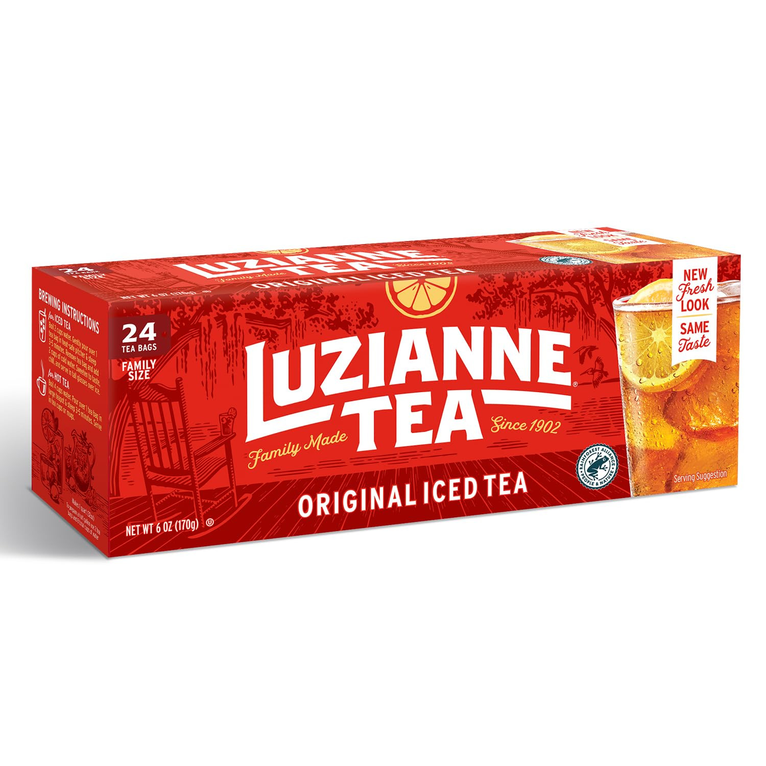 Unsweetened Iced Tea Bags, Family Size, 24Ct Box (Pack of 6)