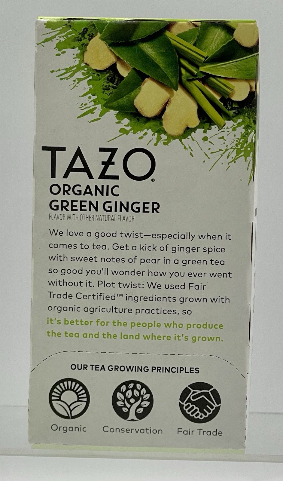 TAZO Organic Green Tea, Green Ginger, Caffeinated Tea, 32 Total Bags BB05/2027