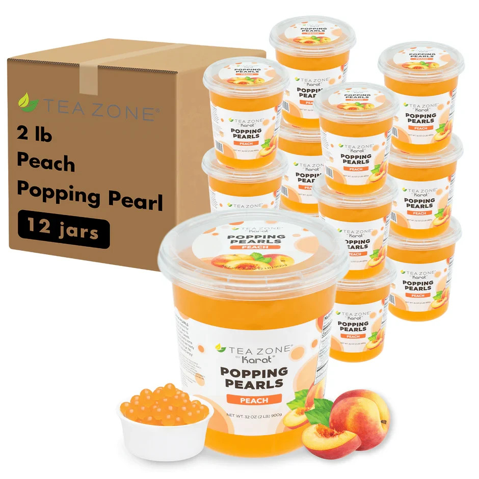 [12 Jars] Tea Zone Peach POPPING PEARLS™ (B2061, 2lbs)