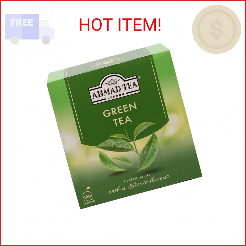 Ahmad Tea Green Tea, Green Tea Teabags 100 ct – Caffeinated & Sugar-Free