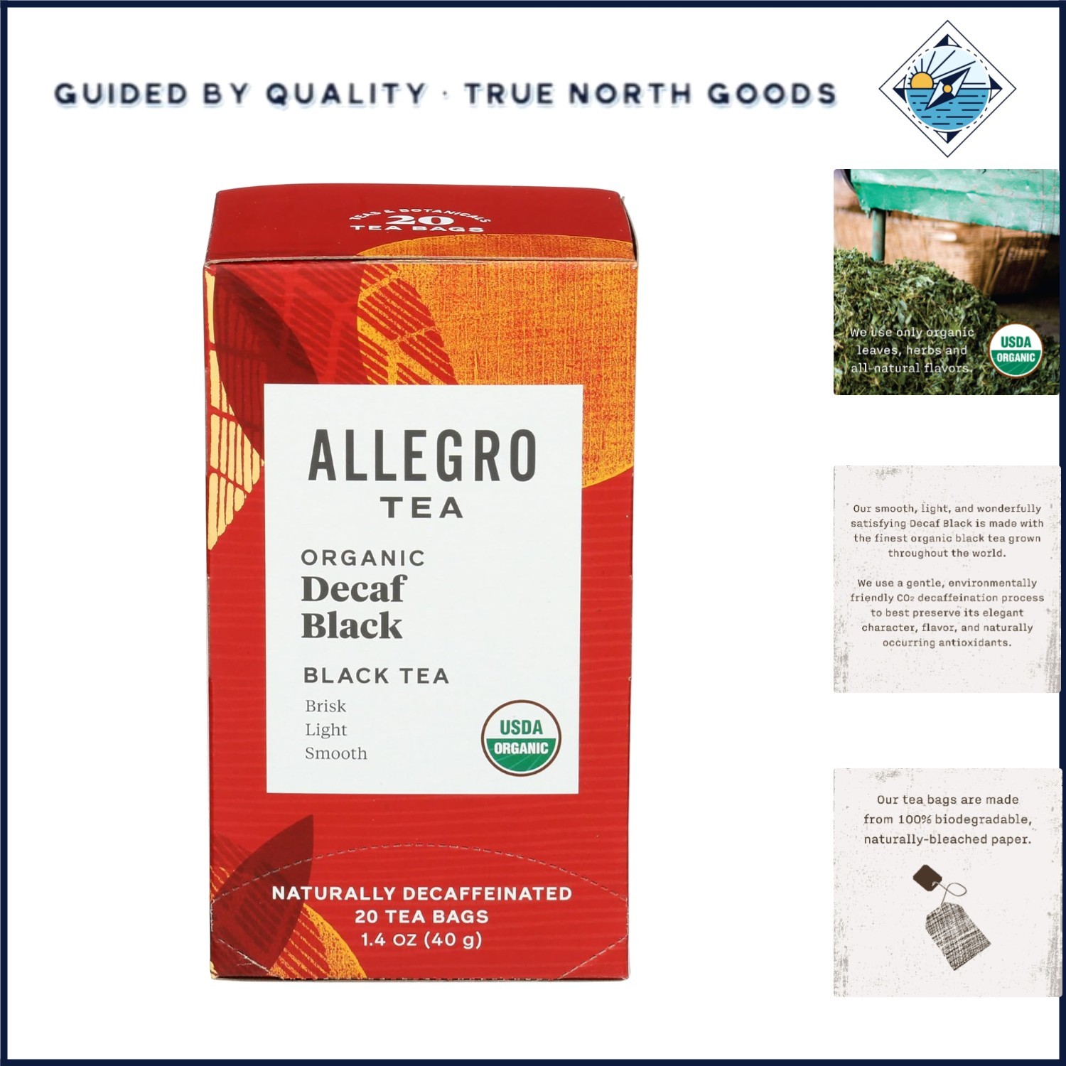 20 Count Organic Decaf Tea Bags, Allergen-Free, Perfect for Daily Enjoyment