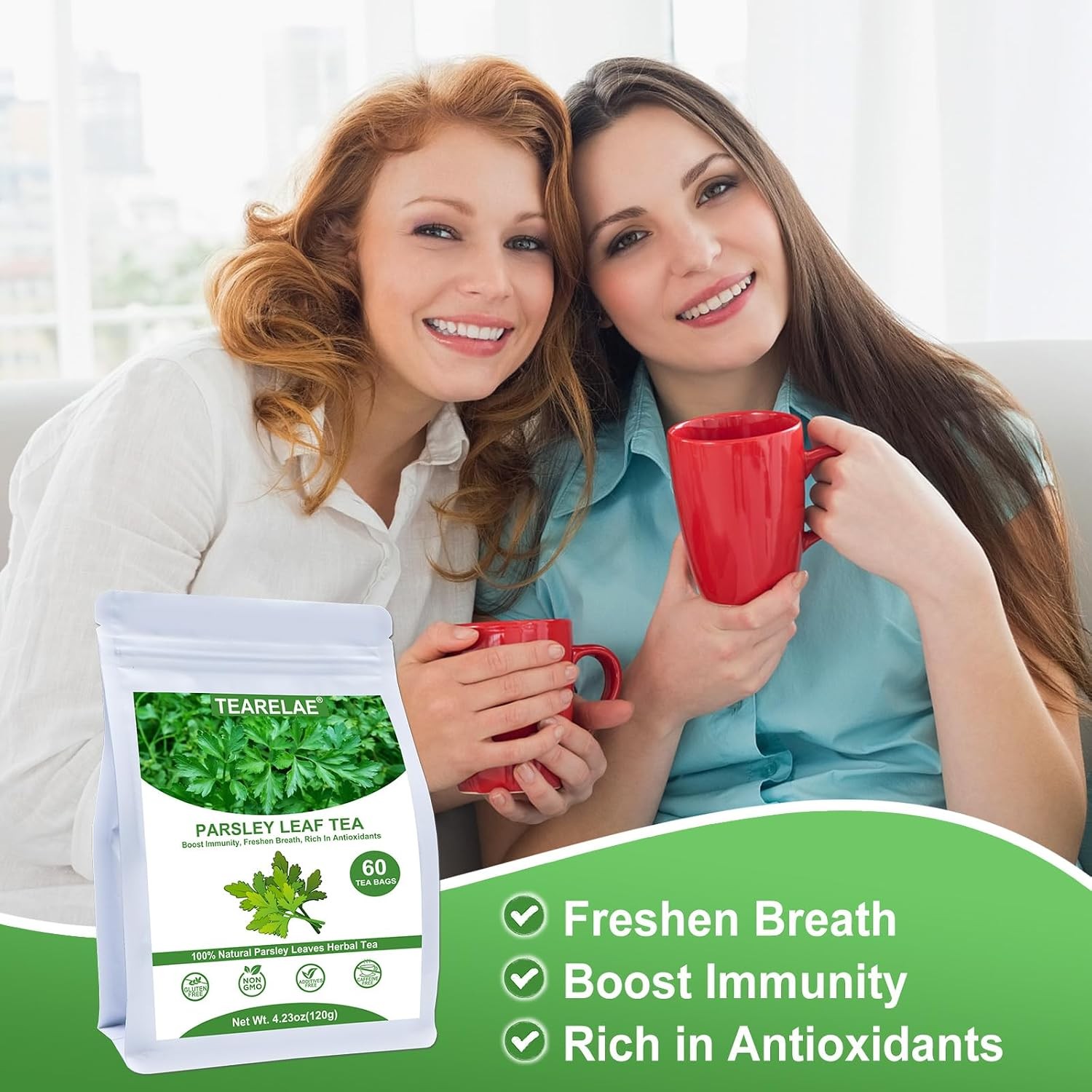 100 Percent Pure Natural Parsley Tea Bags 60 Count Boiled Leaf Tea
