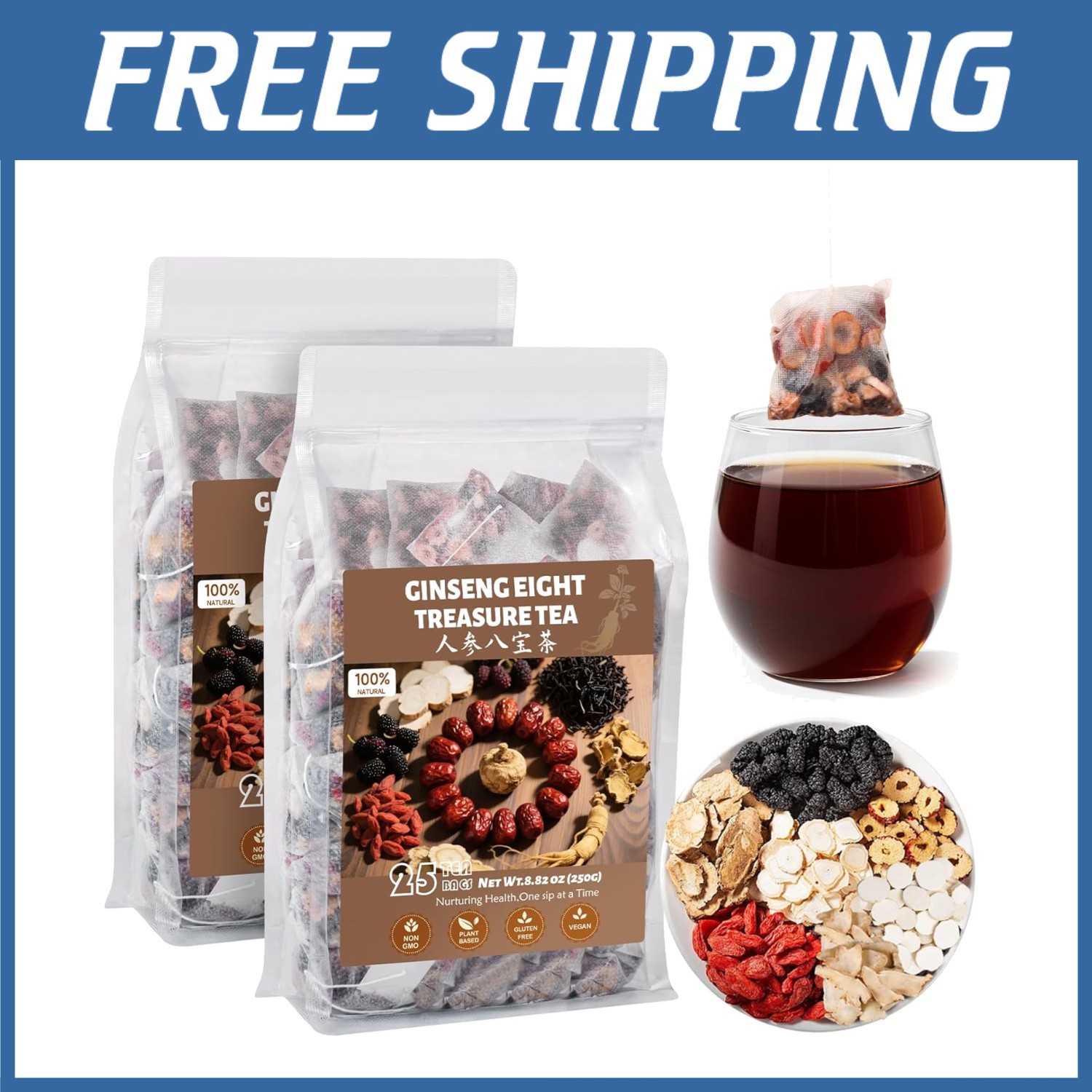 Ginseng Eight Treasure Tea – 100% Natural Ingredients