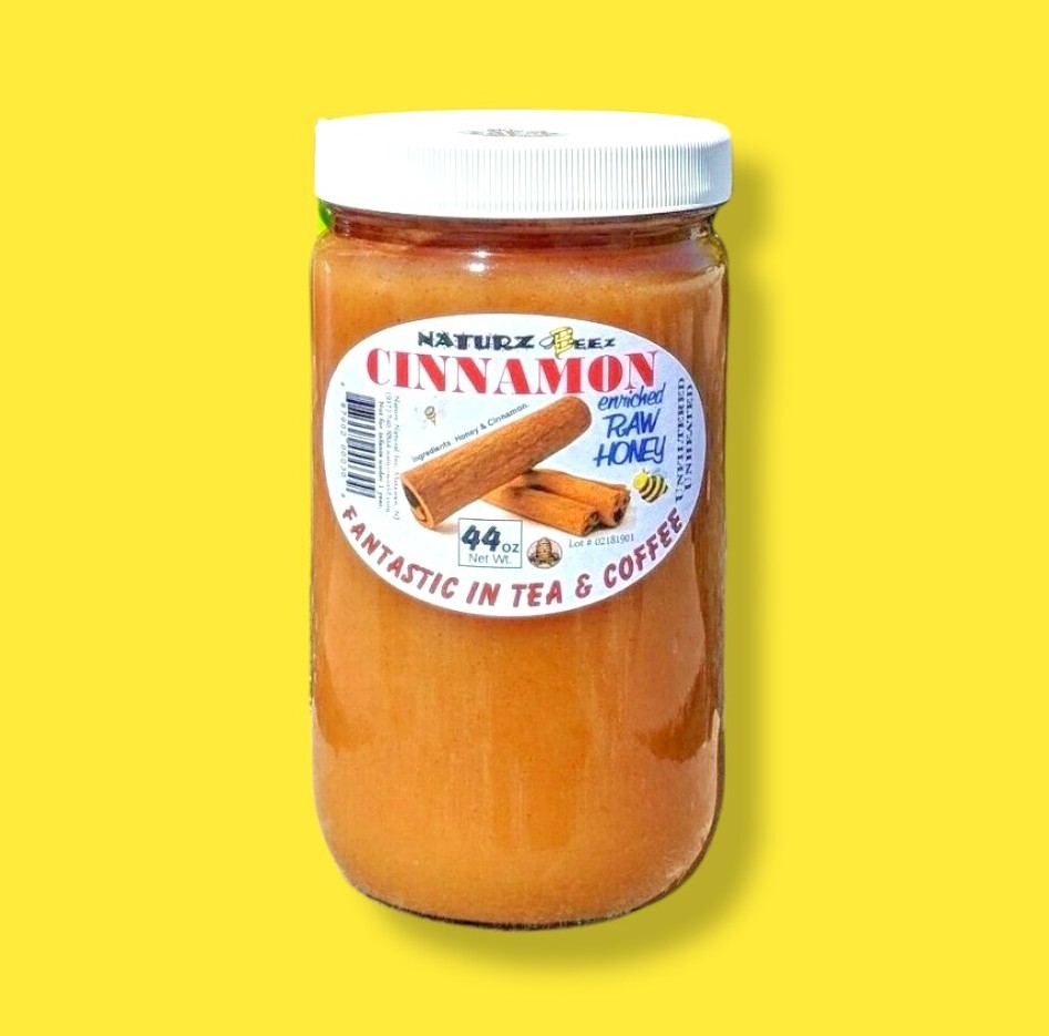 RAW HONEY with CINNAMON 2.75 Lb 44oz 1.25kg 100% PURE USA HONEY