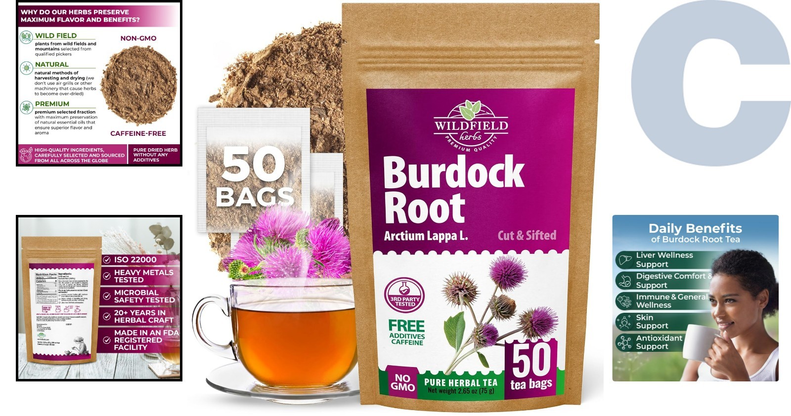 Carefully Sourced Burdock Root Tea – 50 Bags for Refreshing Relaxation