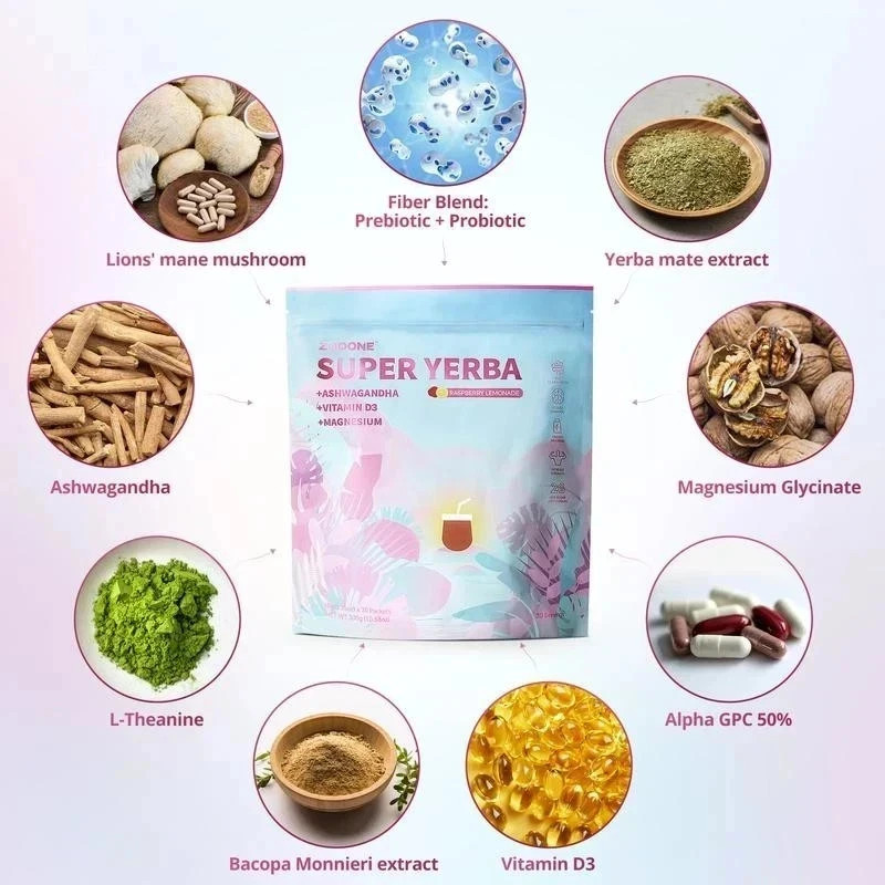Zooone Super Yerba Instant Drink Powder | Raspberry Lemonade, 30 Servings