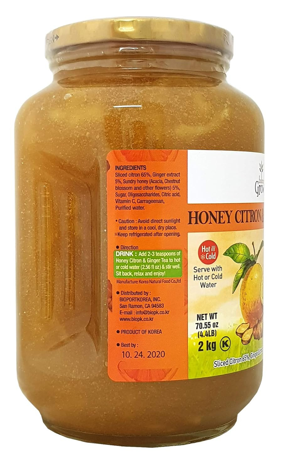 Honey Citron and Ginger Tea 70.55Oz (4.4 Lbs/2Kg) Pack of 1