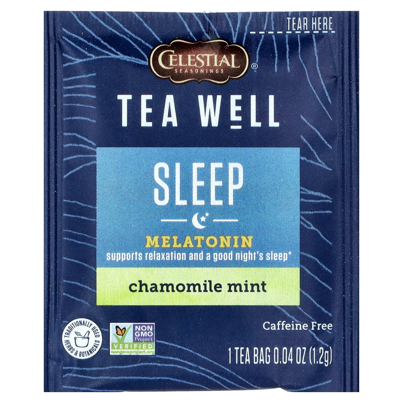 Sleep, Melatonin, Chamomile Mint, Caffeine Free, 12 Tea Bags, 0.04 oz (1.2 g)