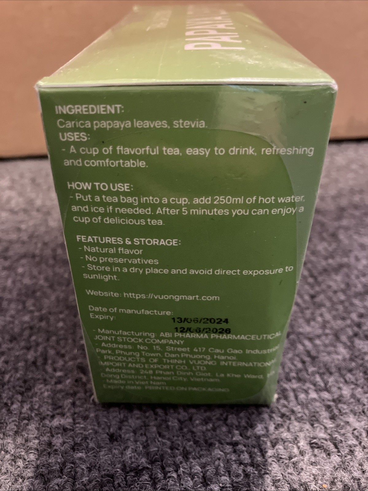 Papaya Leaf Tea Leafs Carica Papaya Tea And Stevia Exp. 12/06/2026