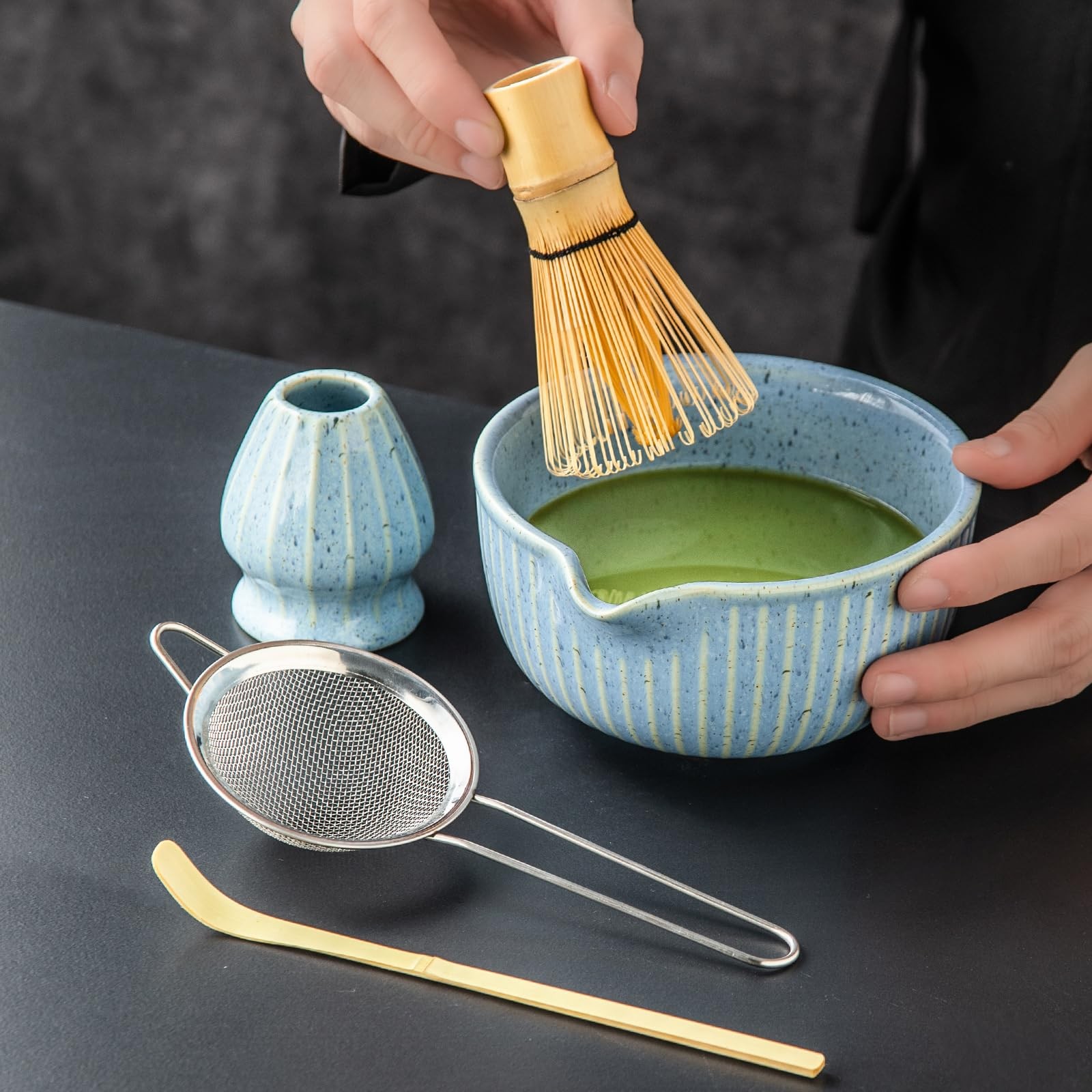 Matcha Kit – Complete Matcha Set with Bamboo Whisk, Bowl with Spout, Scoop