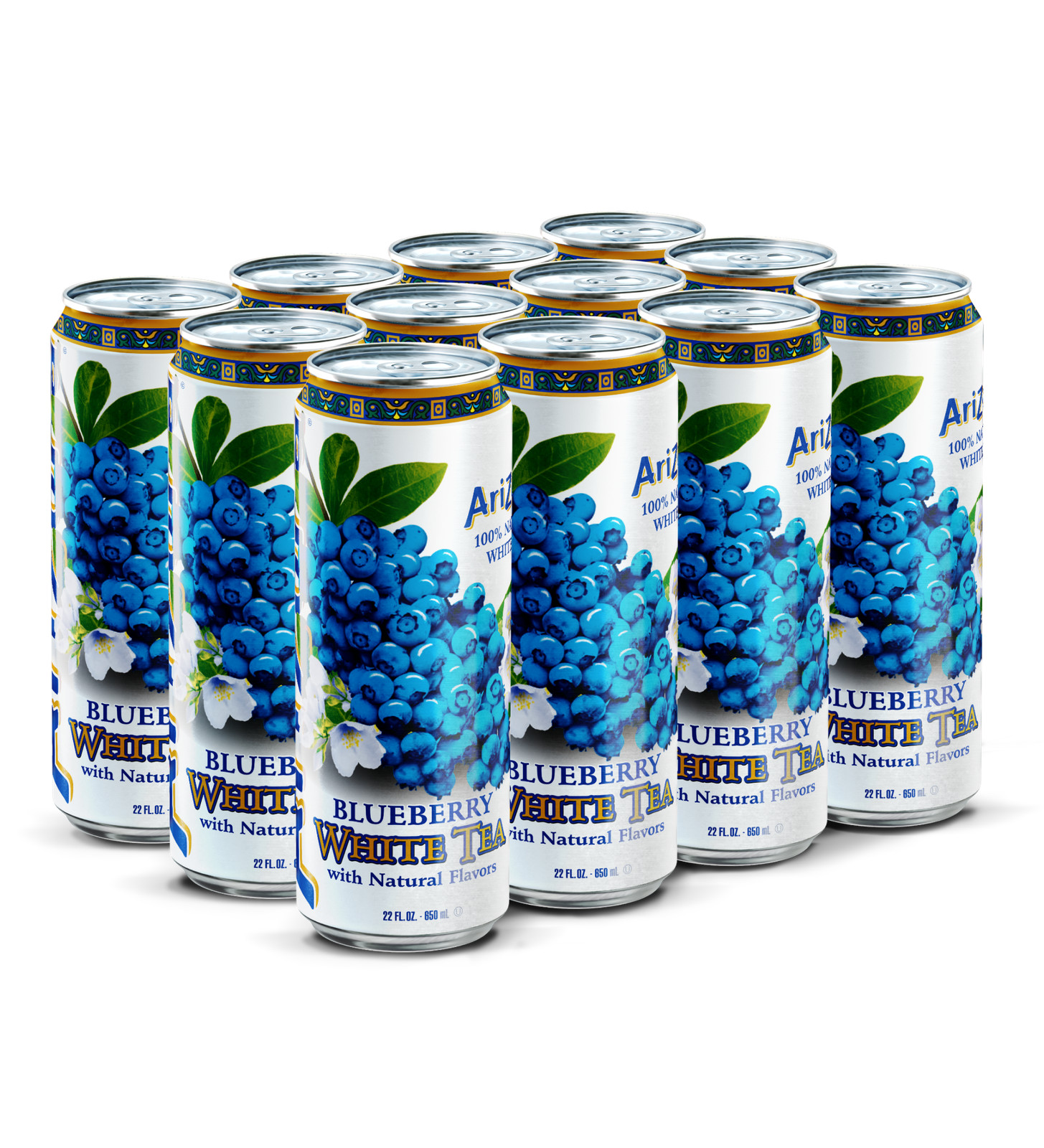 AriZona 100% Natural Blueberry White Tea 22oz pack of 12