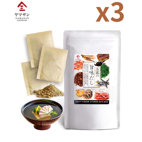 Set of 3 !! Yamasan Gyokuro Umami Dashi 8g x 30 Bags No Additives, No Artificial