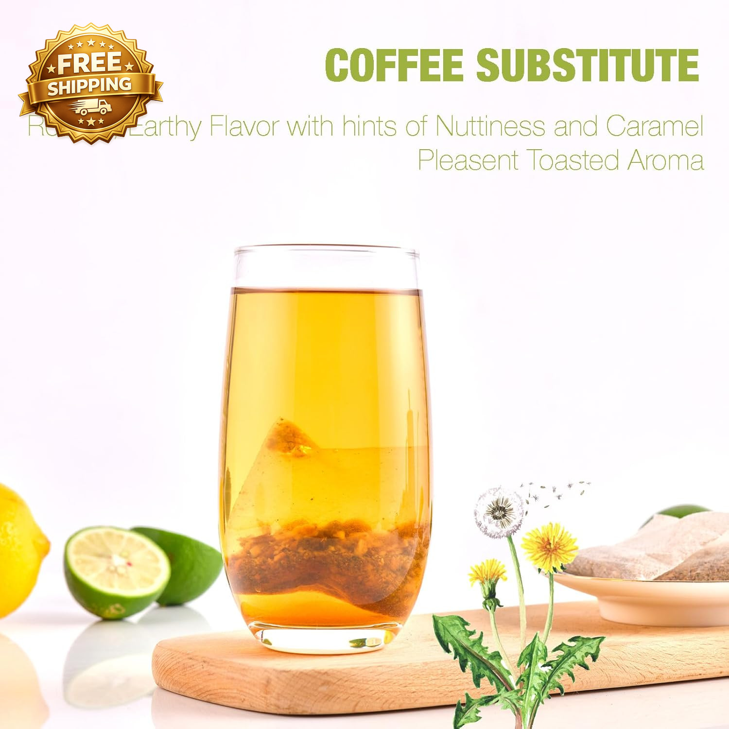 50 Bags Roasted Dandelion Root Tea Bags 2.5/Bags Natural Dried Dandelion Root