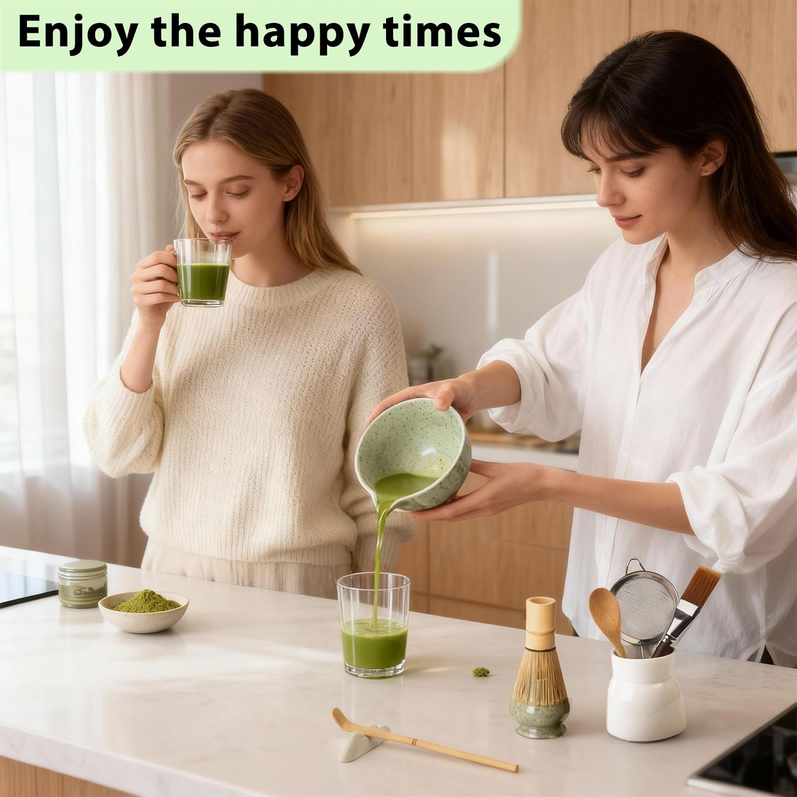 12 Pcs Matcha Whisk Set, Matcha Kit for Ceremony, Matcha Bowl with Spout, Per…