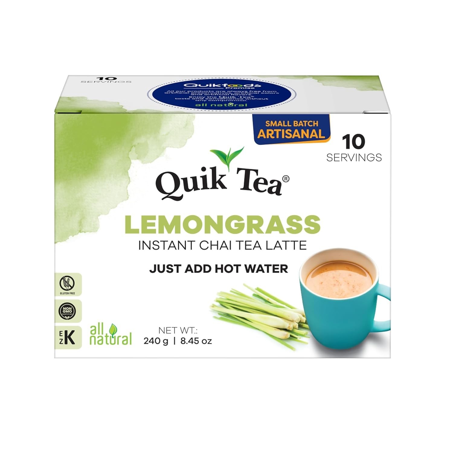 QuikTea Instant Lemongrass Chai Tea Latte – 10 Count, (pack of 1)