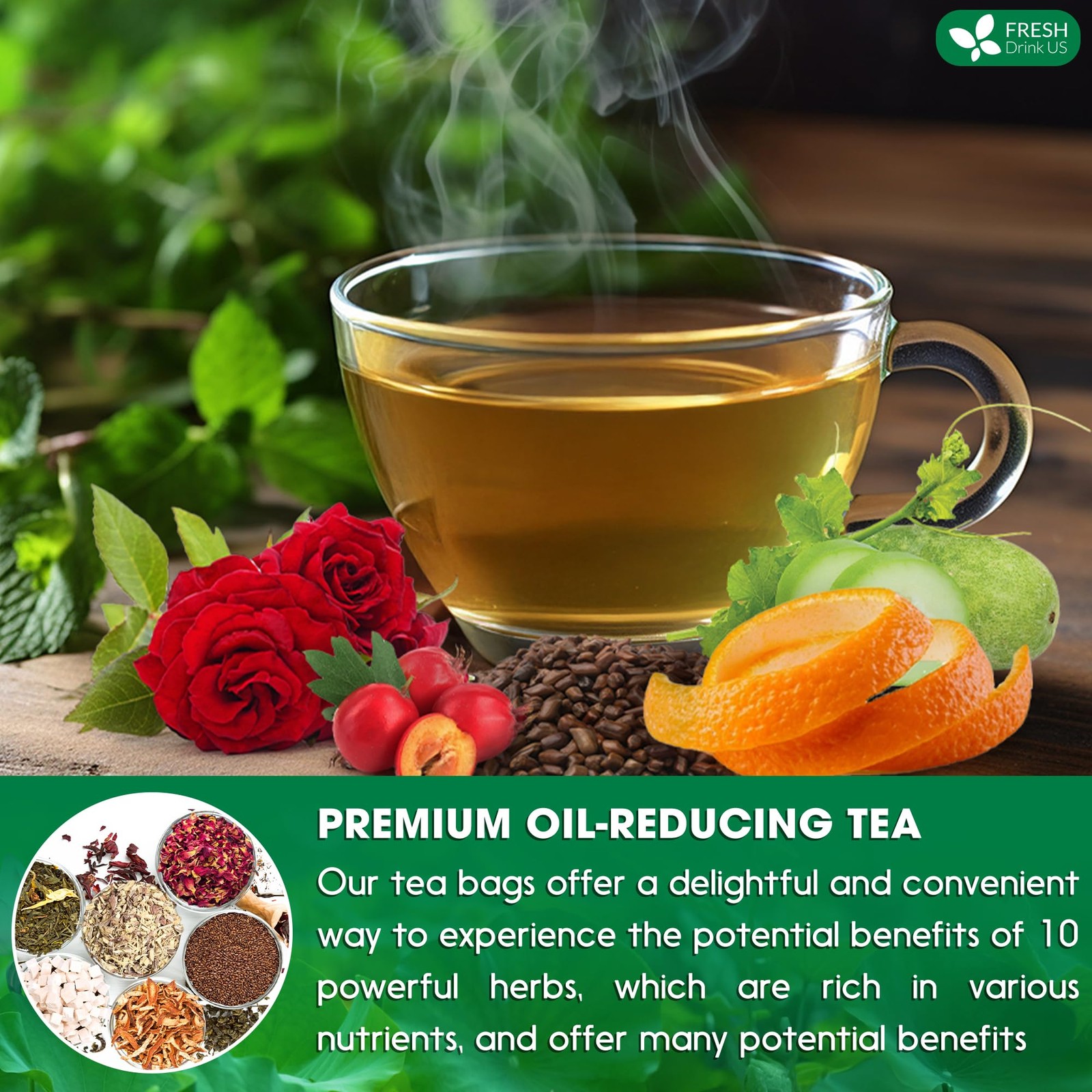 , 15 Packs of Oil Reducing Tea, Oil Cleansing for Liver, 10 Herbal Ingredient…