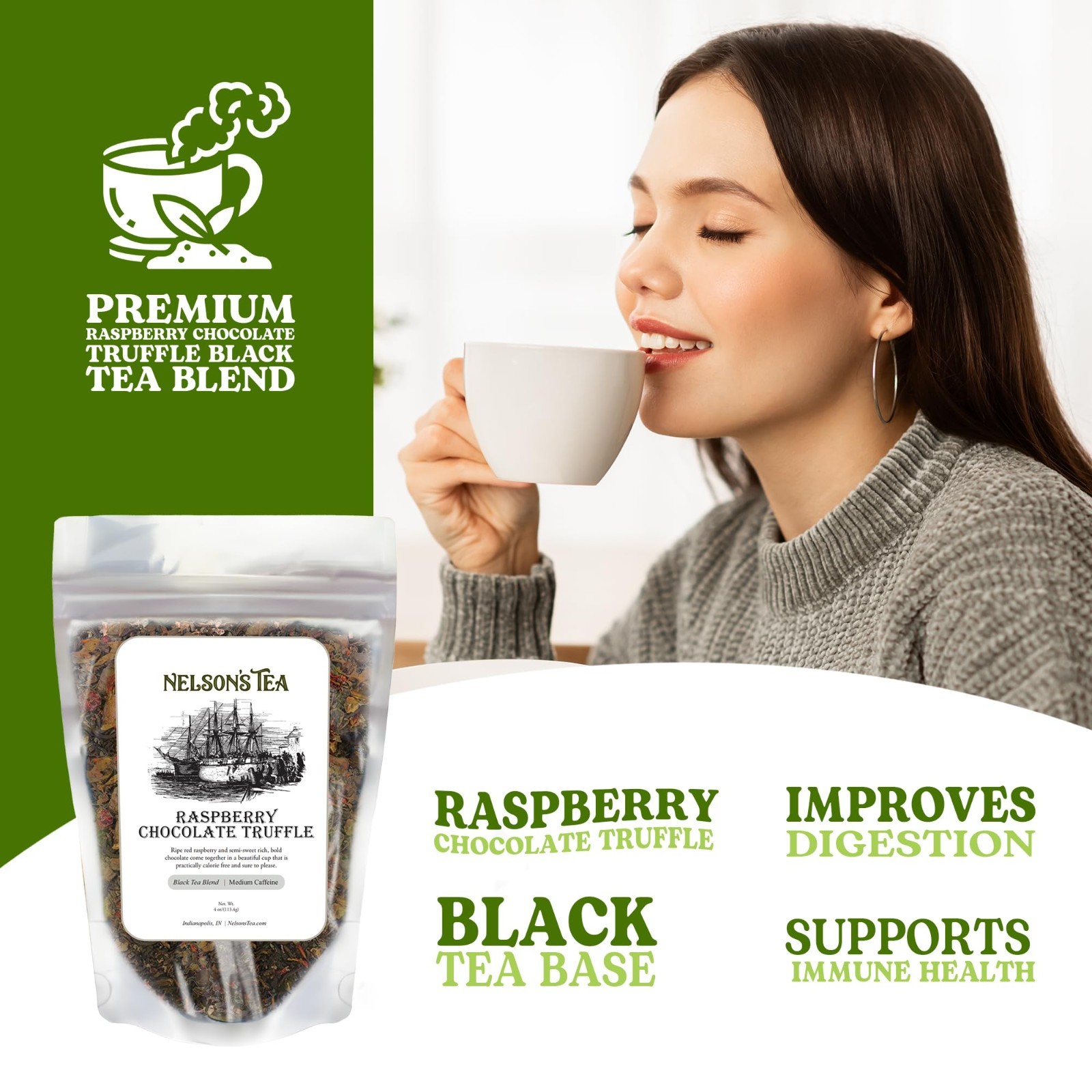 Raspberry Chocolate Truffle Loose Leaf Black Tea – Black Tea Blend with Hibiscus