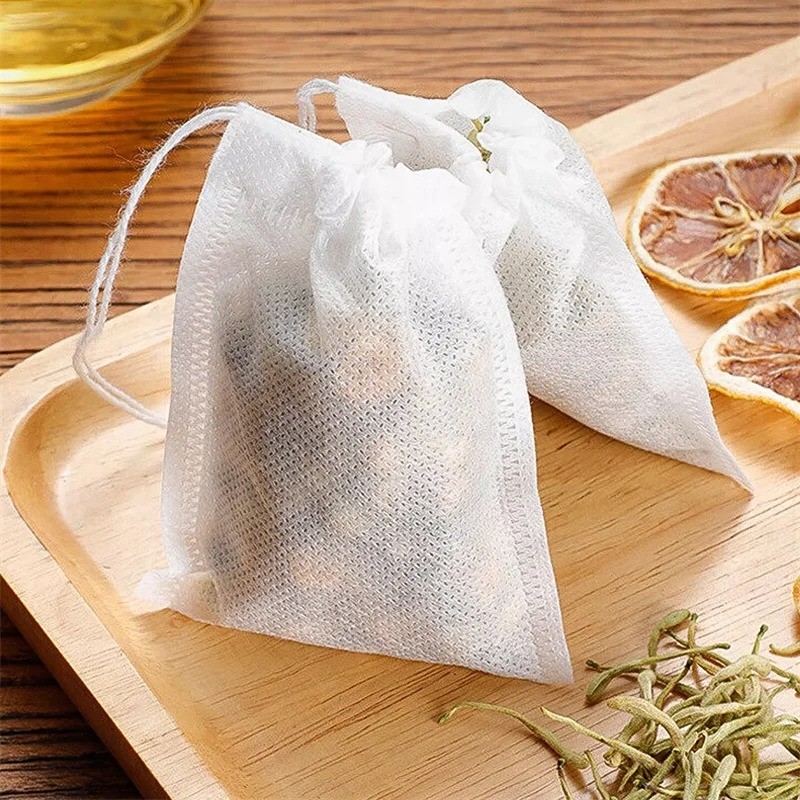 100pcs Disposable Empty Tea Bag Drawstring Seal Teabags Loose Leaf Tea Filters