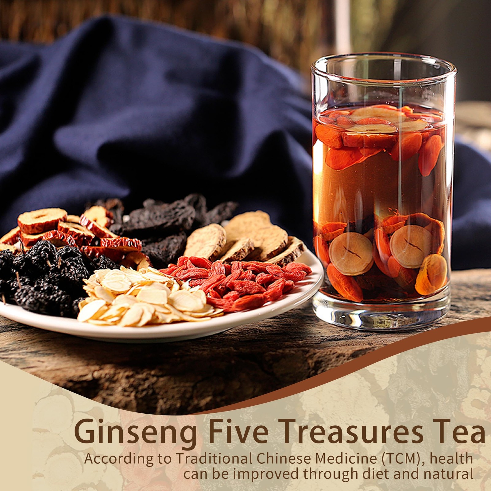 Ginseng Five Treasures Tea Kidney Tea,Te De RiñOn Saludable Organica,Red Date…