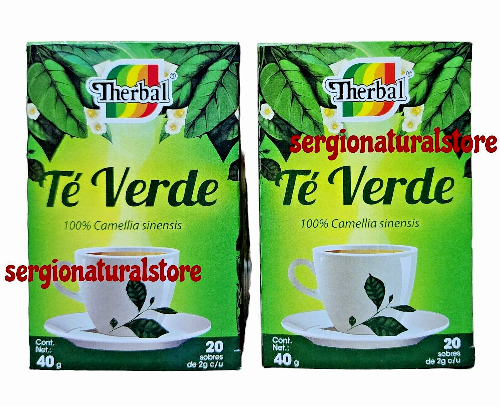 2 Packs Te Verde Mexicano 100% Camellia Sinensis Green Tea 40 Bags Free Shipping