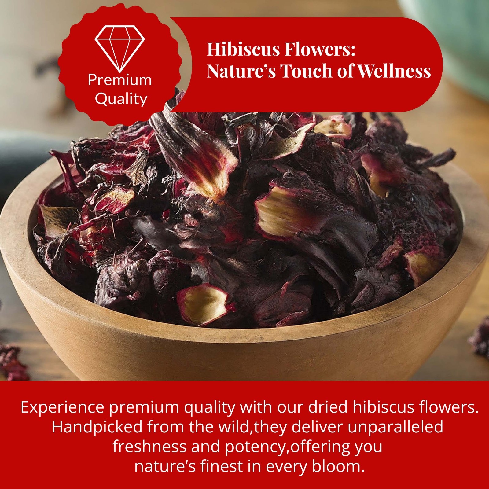 5.2 Oz 100% Premium Dried Hibiscus Flowers For Hibiscus Tea, Jaimaica Tea