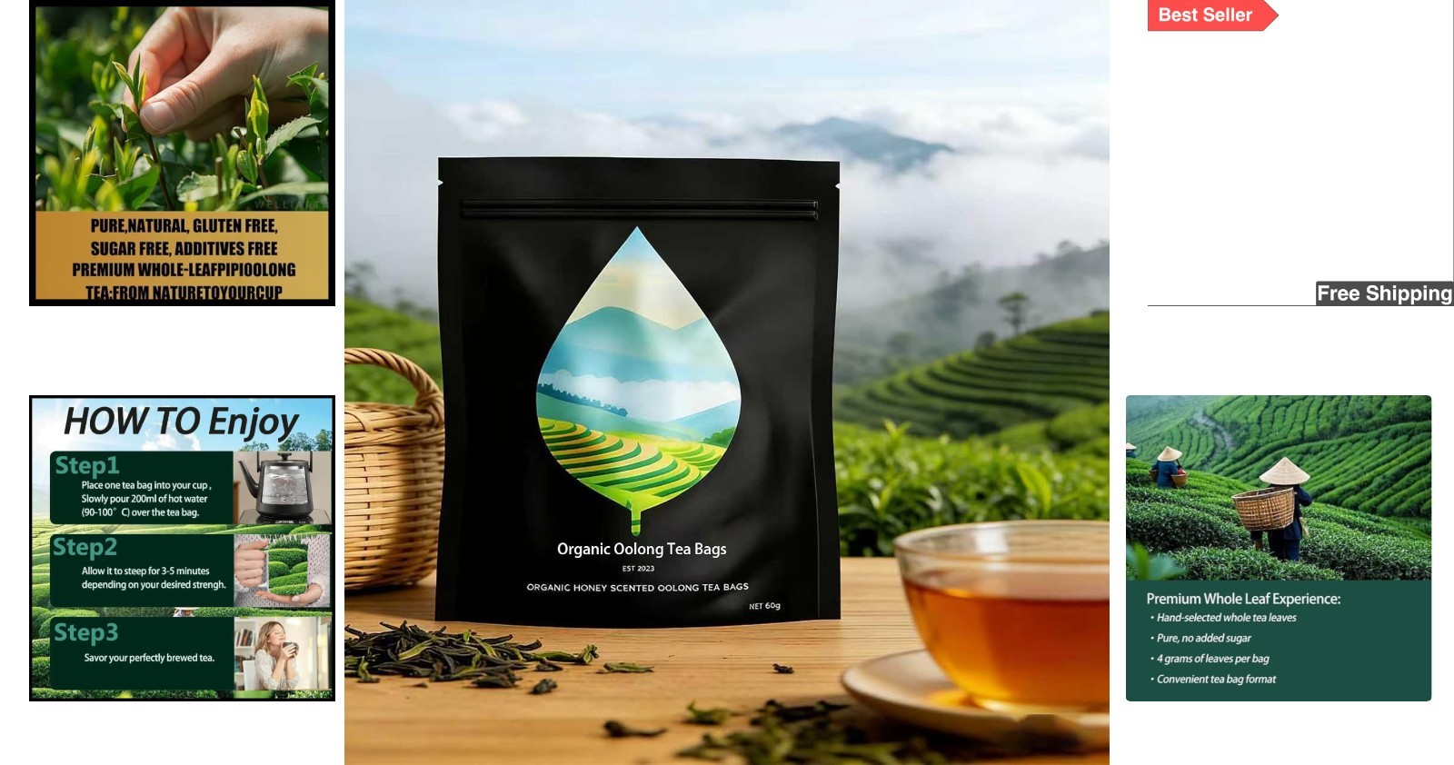 Pipi Tea Organic Oolong – 20 Honey Flavored Bags for Daily Relaxation