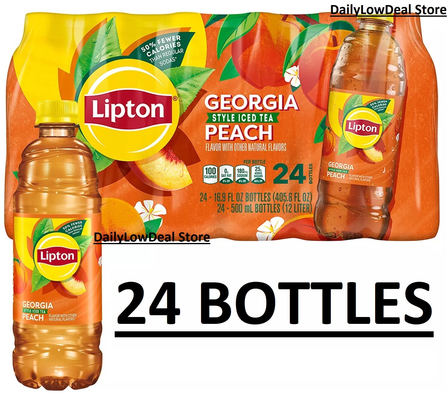 24 BOTTLES – Lipton Peach Iced Tea 16.9 fl oz FRESH!! FAST SHIP!!