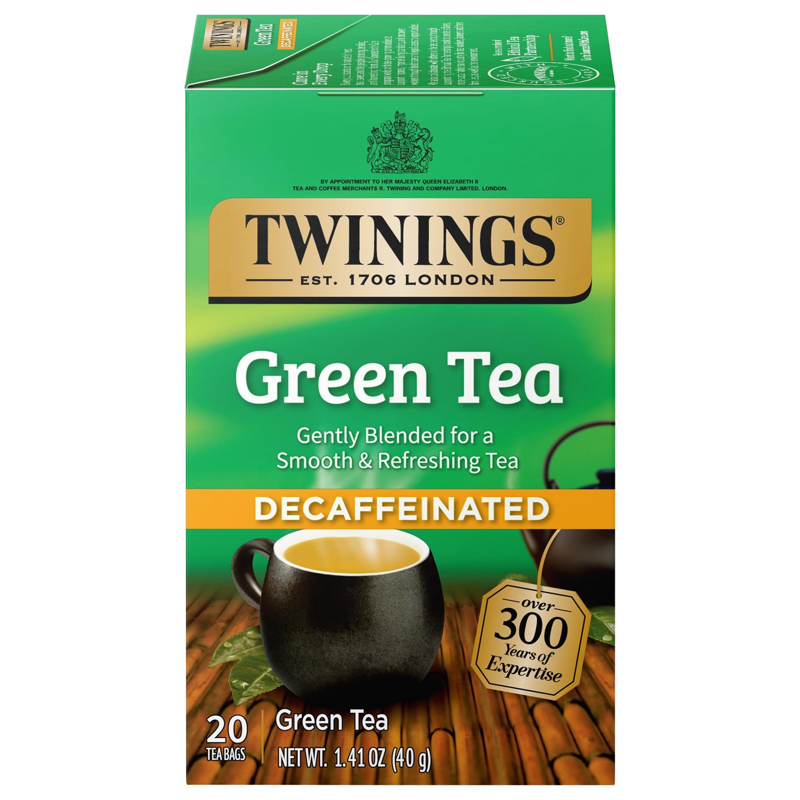 Twinings Decaffeinated Green Tea Individually 20 Count (Pack of 1), No Color