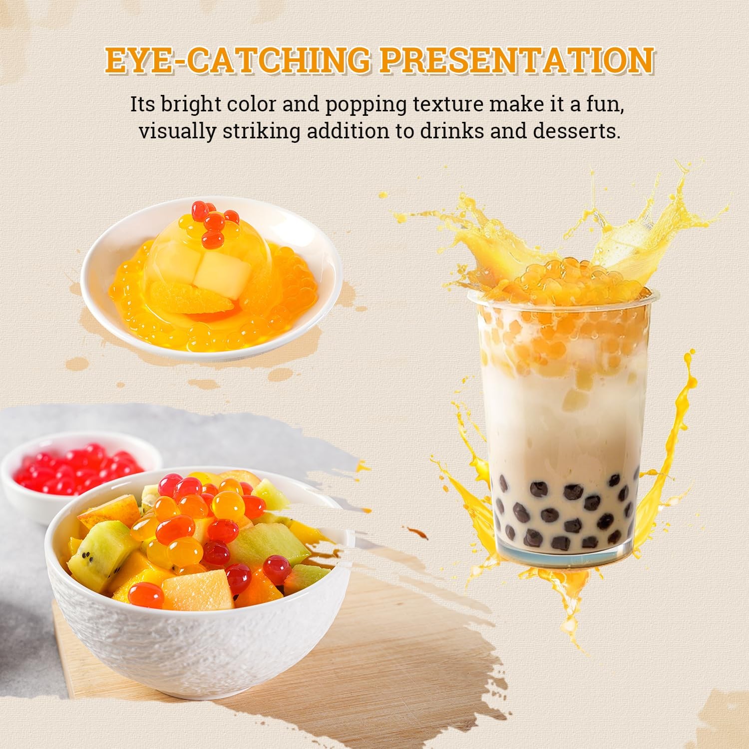 52USA Mango Popping Boba 1000g, Bursting Popping Pearls for Bubble Tea, Bever…