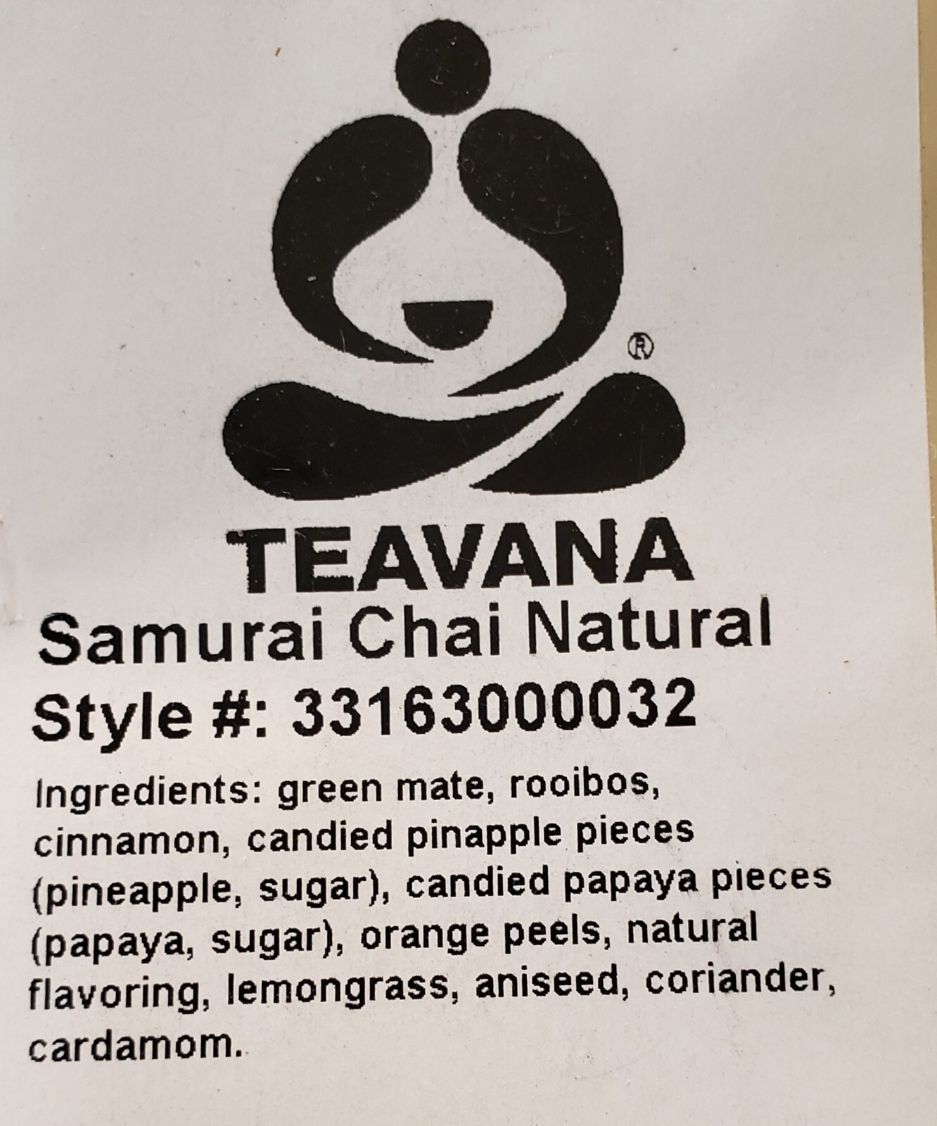 🌈🍊 NEW! RARE! TEAVANA 2 OZ SAMURAI CHAI NATURAL Maté TEA SEALED TEA BAG!