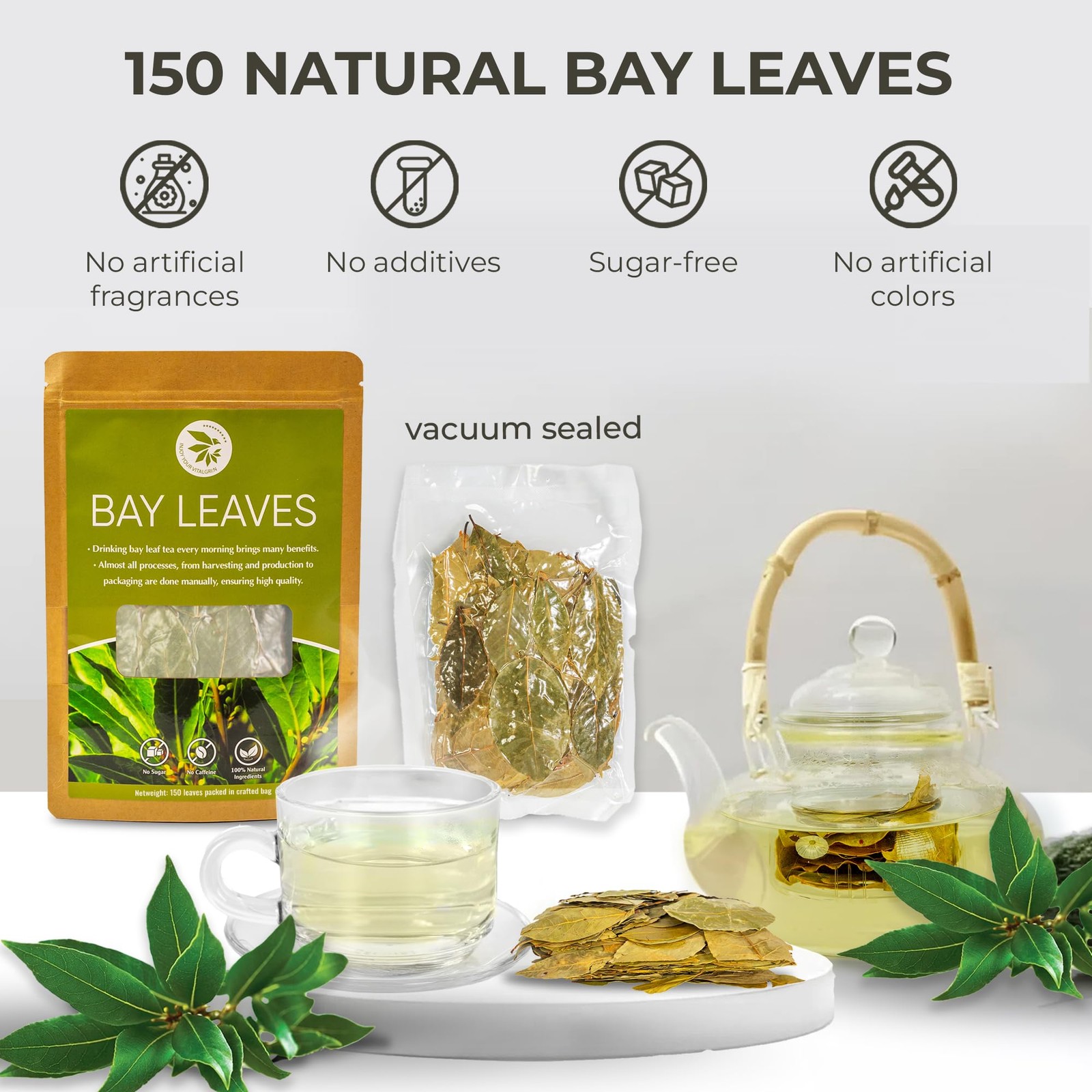 Bay Leaves Tea 150 Dried Whole Leaves, 1.06 oz, Hojas de Laurel, 100% Natura…