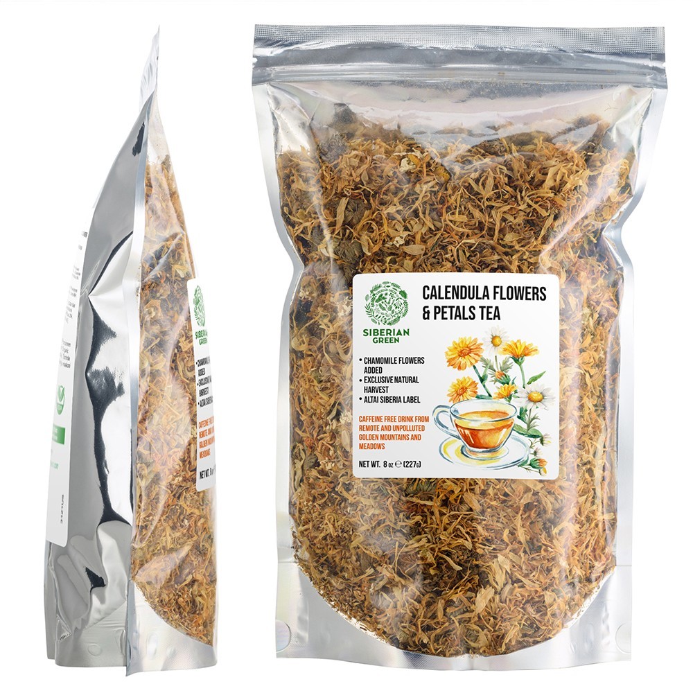Siberian Green Calendula Flowers Petals Tea 227g (8 oz) Dried Marigold Altai