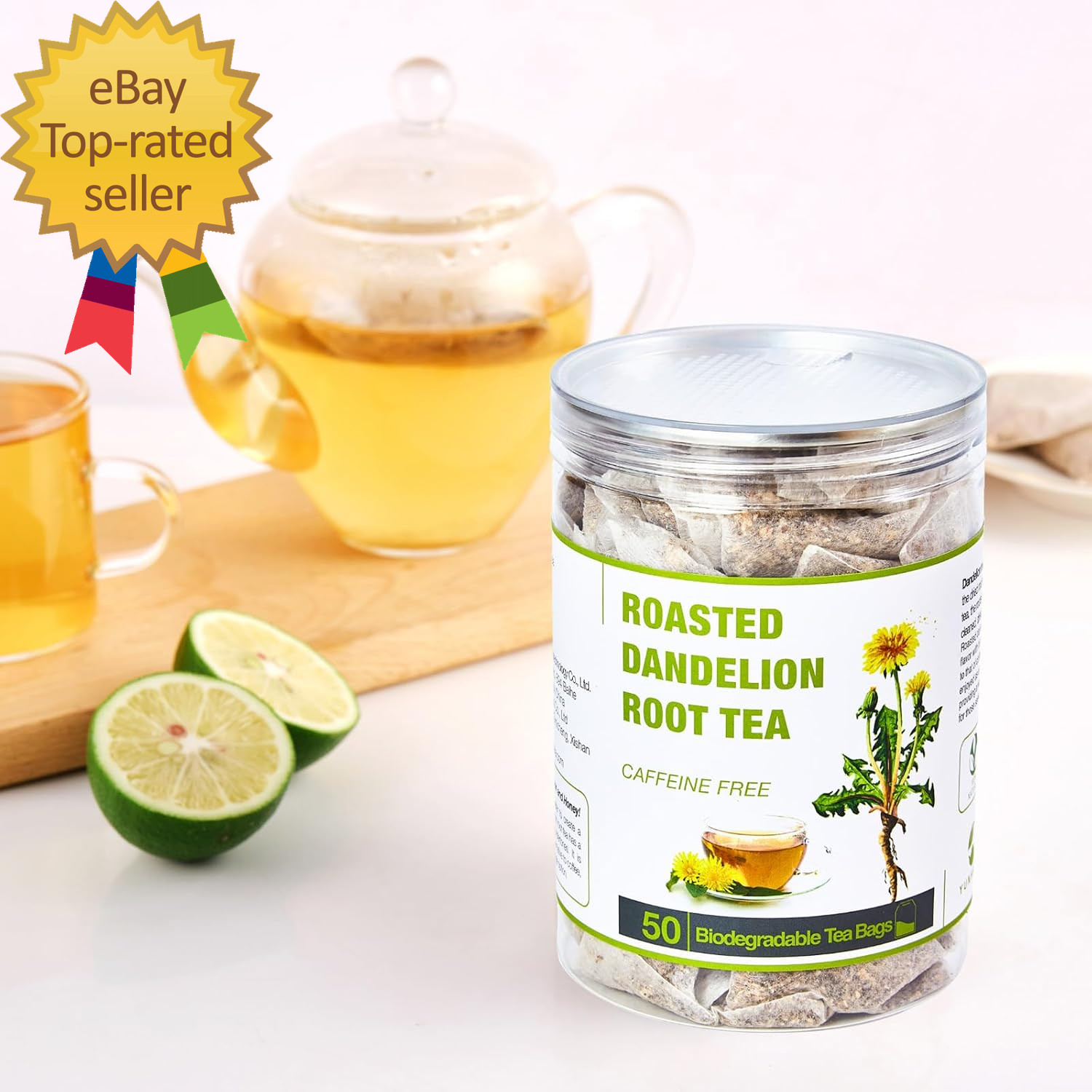 50 Bags Roasted Dandelion Root Tea Bags 2.5/Bags Natural Dried Dandelion Root