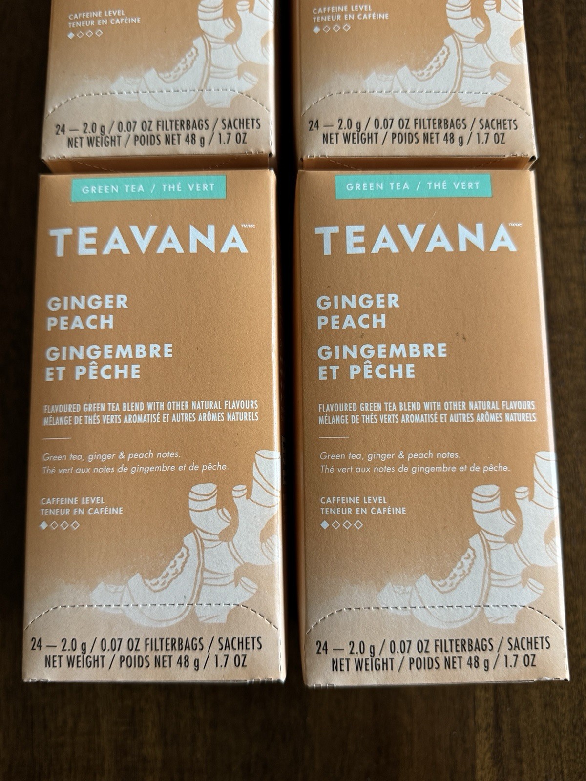 Lot Of 4 Teavana Ginger Peach Green Tea 24ct (READ DESC) Jan/2026
