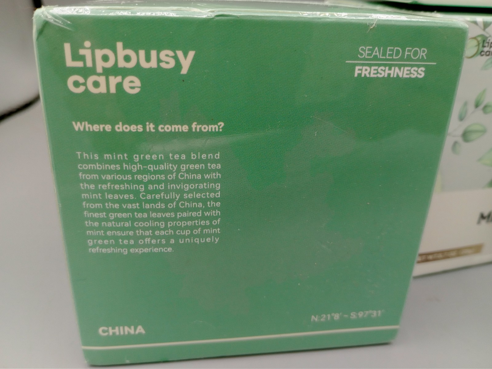 Lot of 4 – Lipbusy Care Organic Mint Green Tea Bags 10 x 4 Boxes = 40 Count