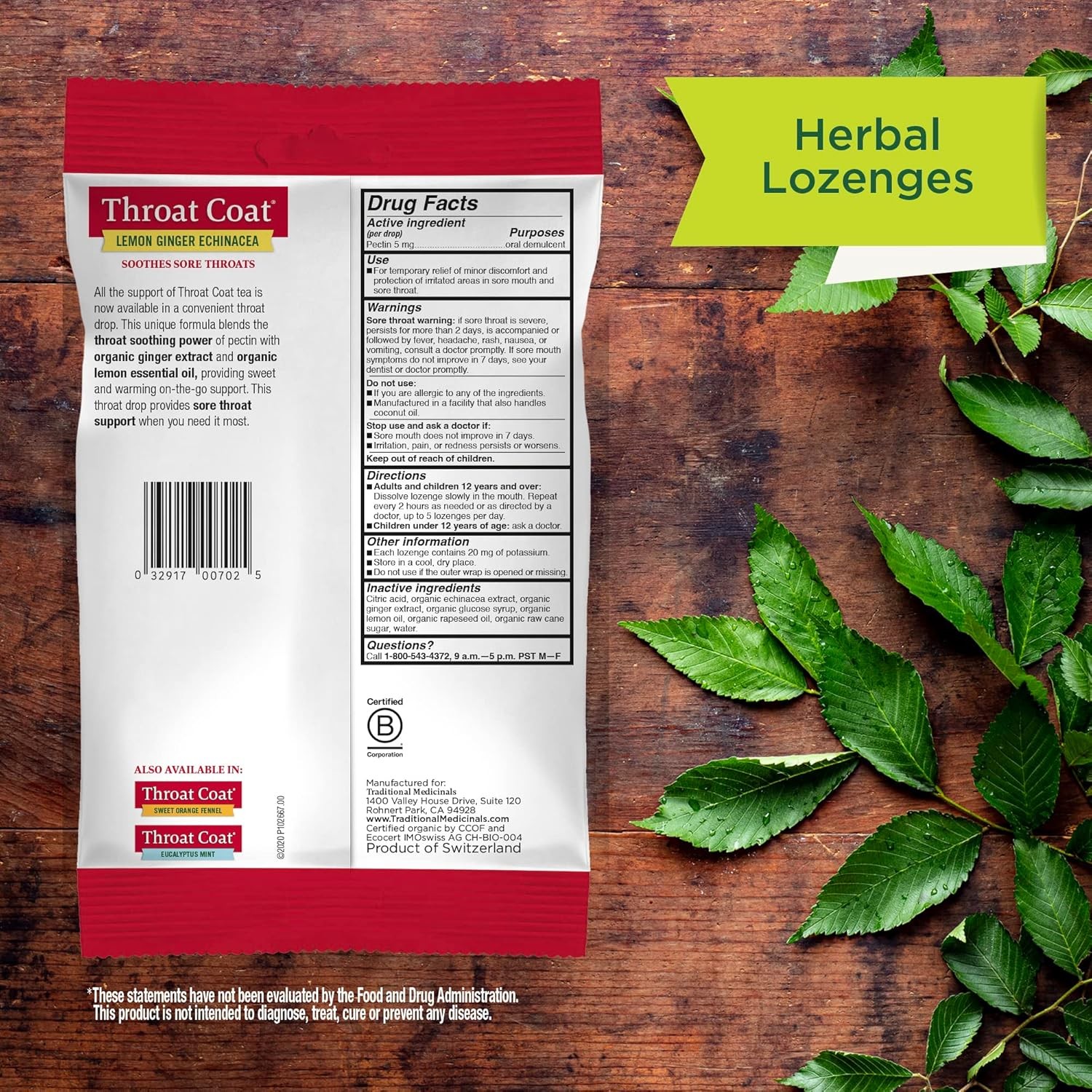 Traditional Medicinals Lozenges, Organic Throat Coat 16 Count (Pack of 1)