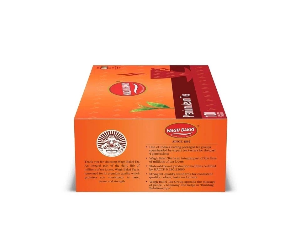 Wagh Bakri Premium Assam Tea 200g (100 Tea Bags x 2g) free shipping world wide