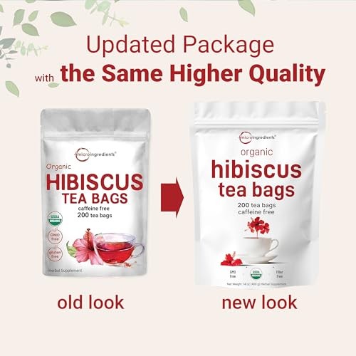 Bolsitas De Te De Hibisco Organico, 200 Unidades | Sin Cafeina, Fuente De Flo…