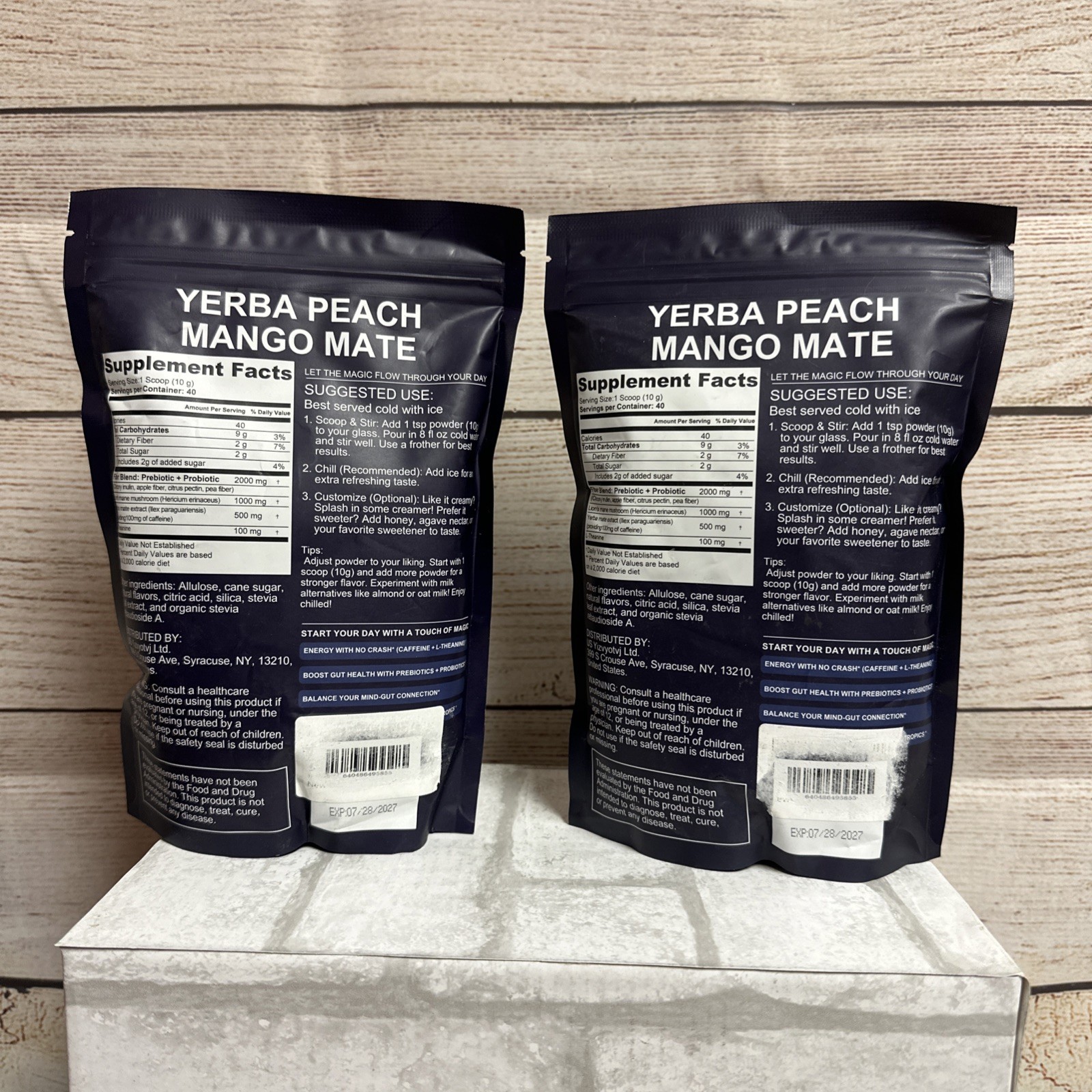 Yerba Peach Mango Mate 40 Servings Energy Focus Powder 07/2027 Lot Of 2