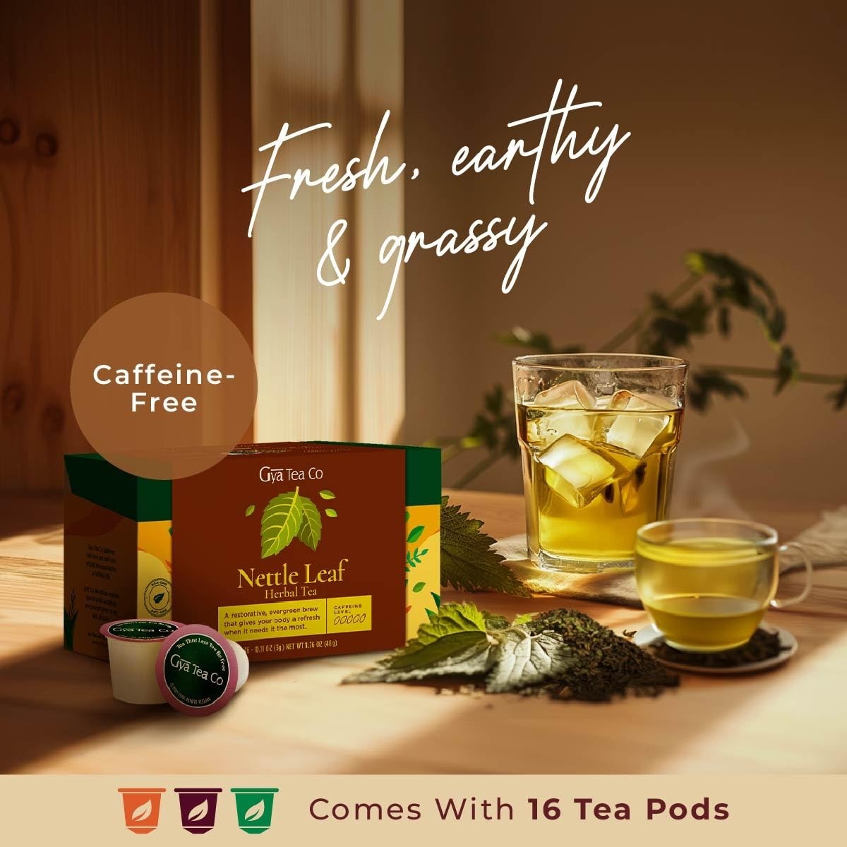 Gya Tea Co Nettle Leaf Herbal Tea 16 Pods BB 03/2027