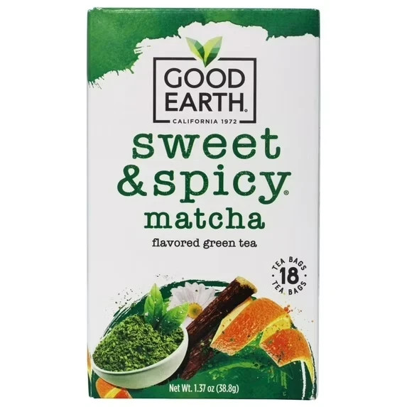 Sweet & Spicy Flavored Green Tea Matcha 18 Packets Each (Pack of 6)