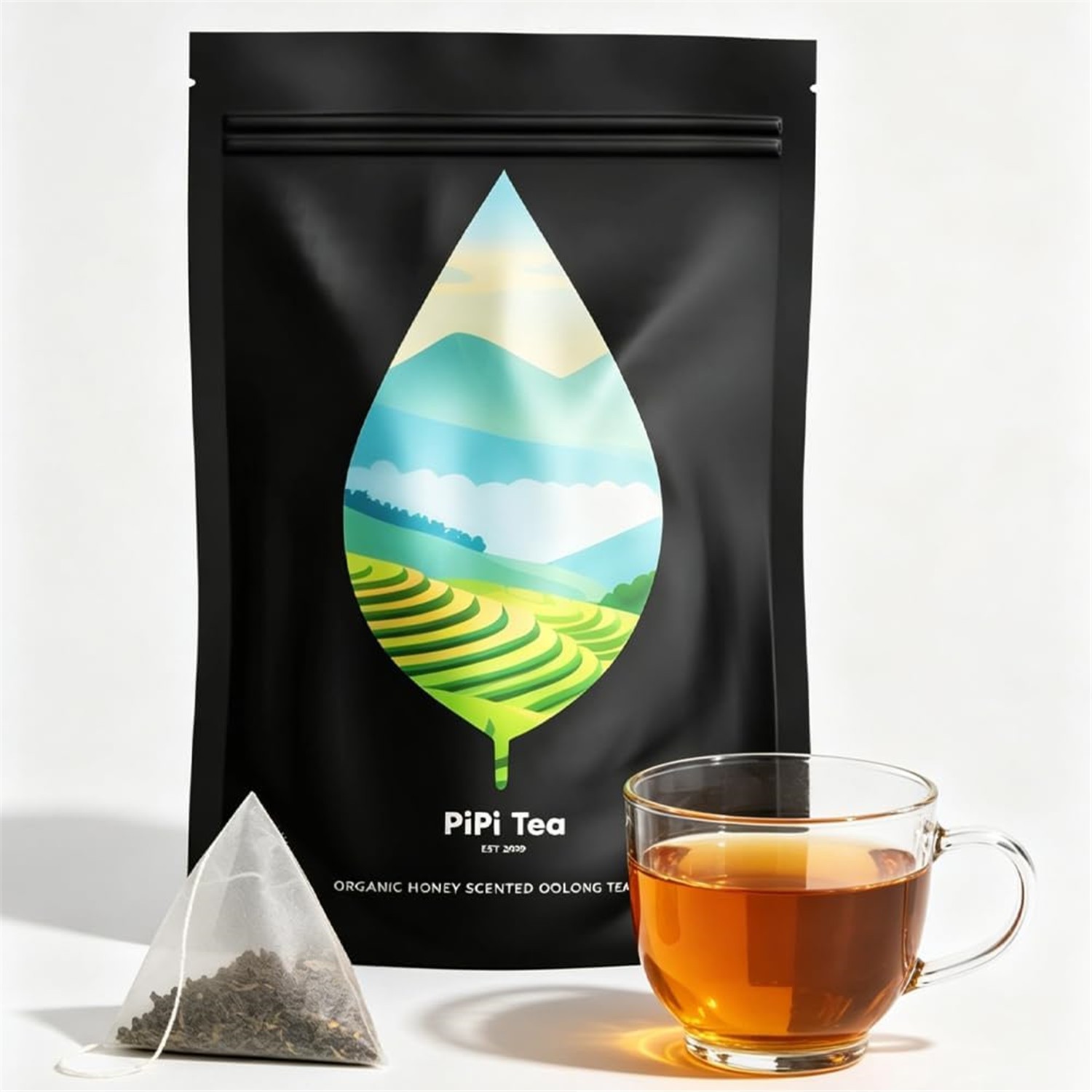 PiPi Tea Organic Oolong Tea Bags – Whole Leaf, 20 Bags (4g Each) – Cortisol & Ca