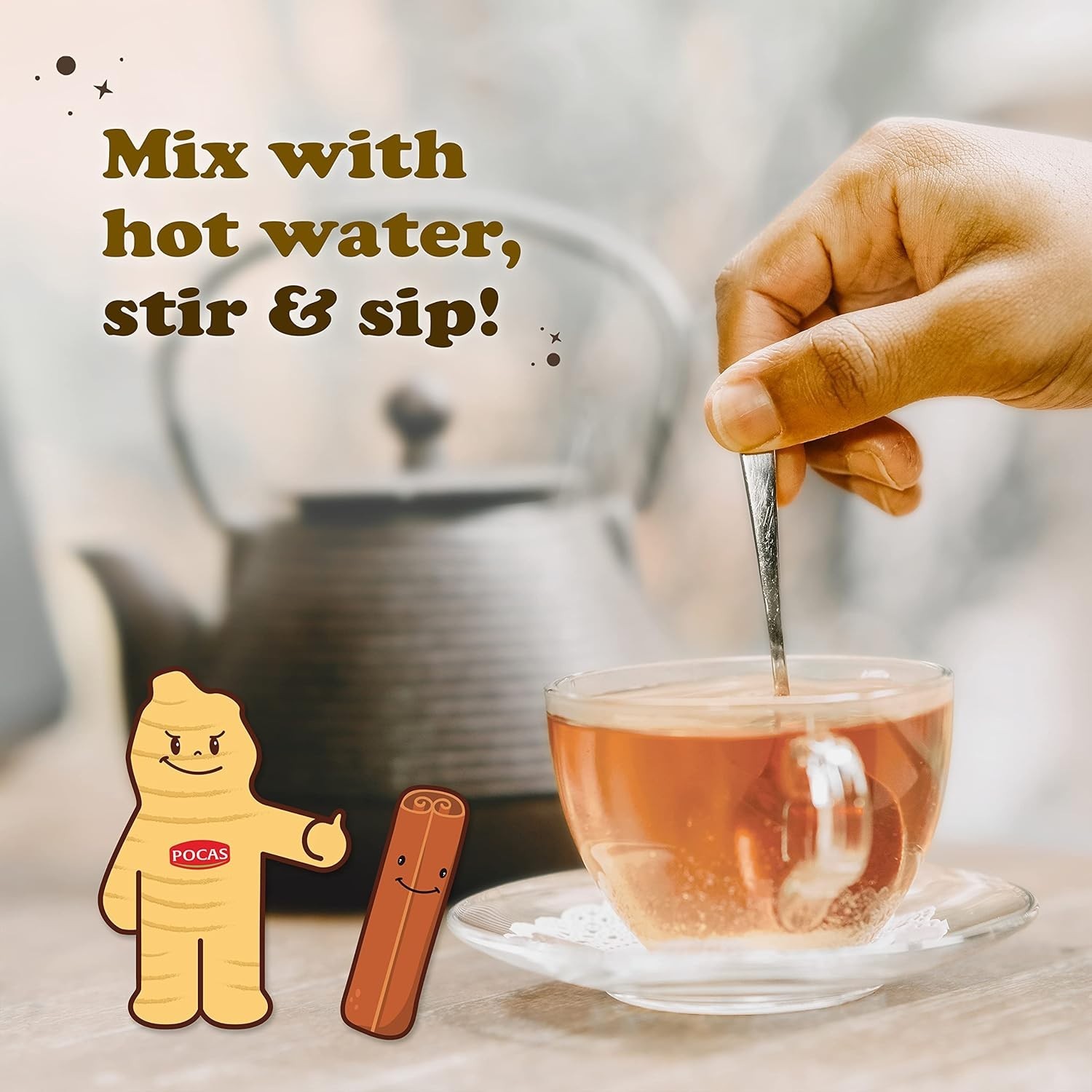 Honey Ginger Instant Tea Powder, Cinnamon Flavor, Ginger Extract & Real Honey…