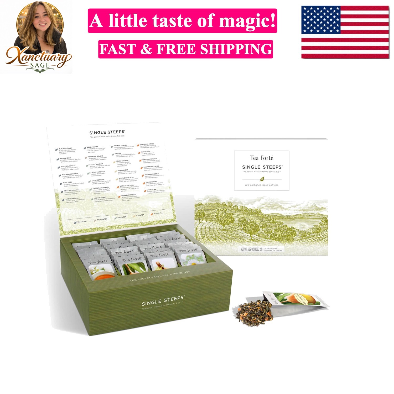 Single Steeps Loose Leaf Tea Sampler, Assorted Variety Tea Box, 15 Single Ser…