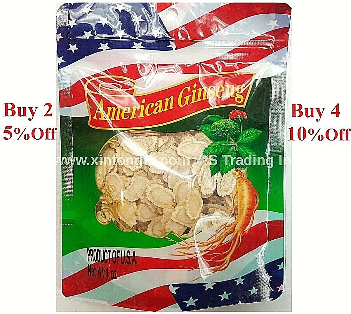 Premium Grade American Round Ginseng Slice, 100% Hand Selected (4oz/8oz/16oz)