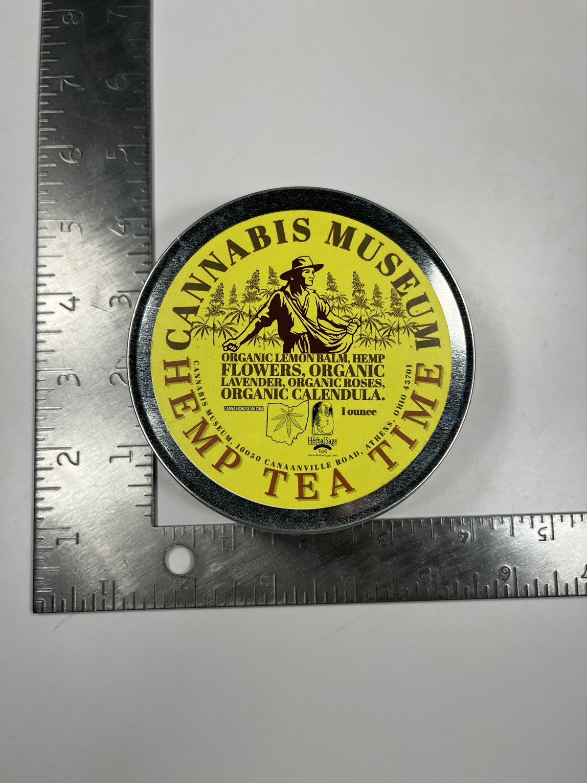 Organic Hemp Tea 1 ounce Cannabis Museum Tin Loose Hot Tea Cold Brew in Tin
