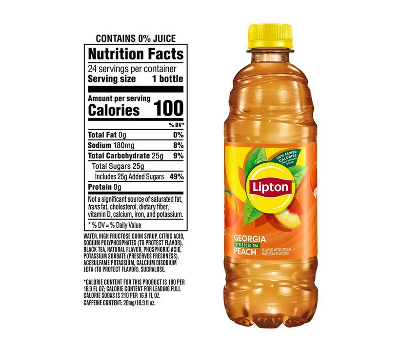 Lipton Peach Iced Tea 16.9oz 24 Pack Refreshing Fruit-Flavored Drink