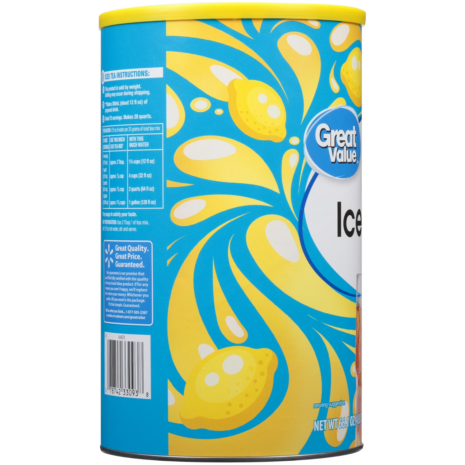 Great Value Natural Lemon Flavor Iced Tea Drink Mix, 66.1 Oz