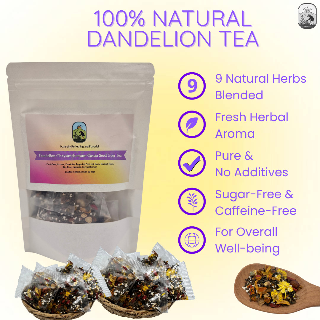 Dandelion Wolfberry Chrysanthemum Herbal Tea Cassia Burdock 120g 12bags Vitals