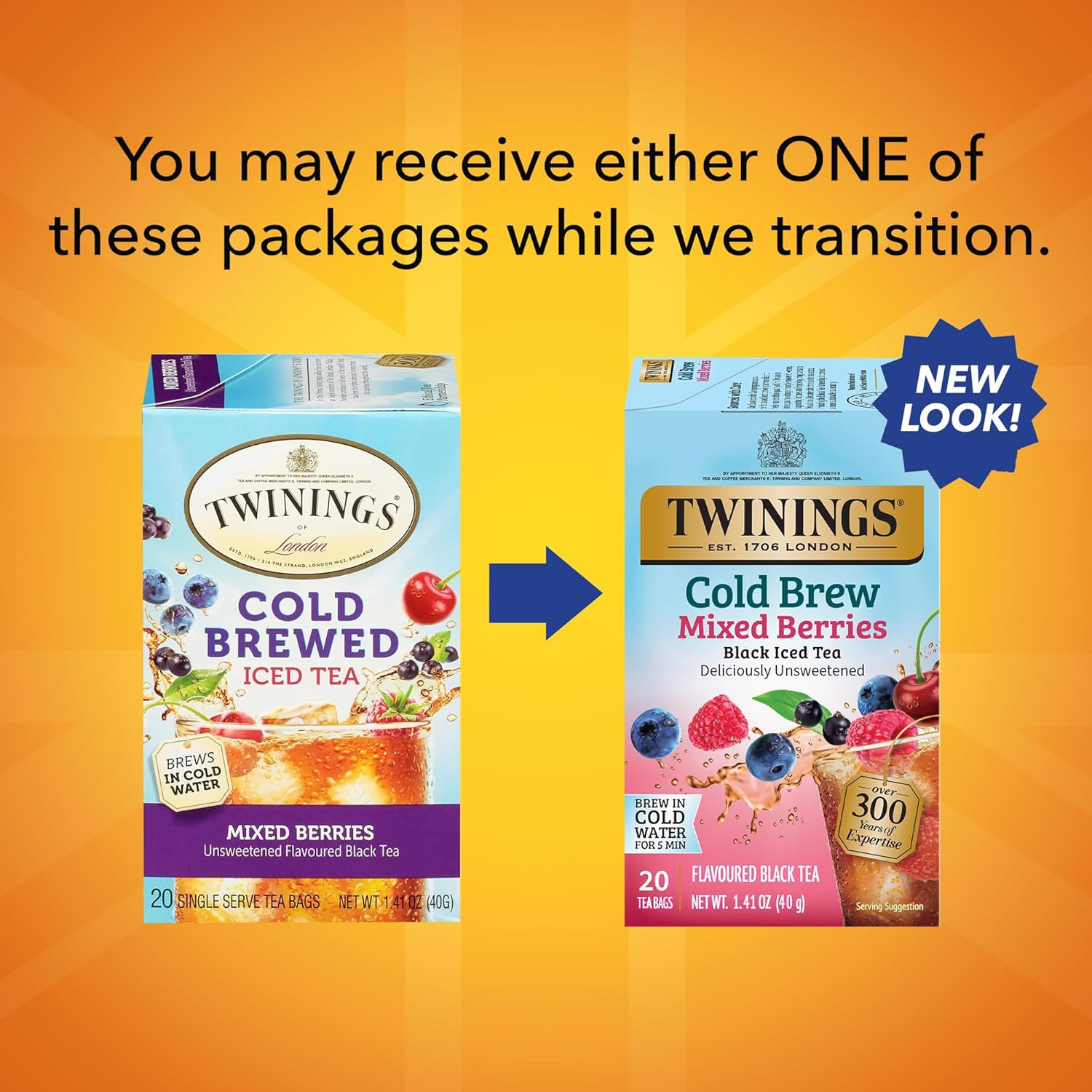 Twinings Cold Brew Variety Sampler Peach and Mixed Berries Black Iced Tea Bags,